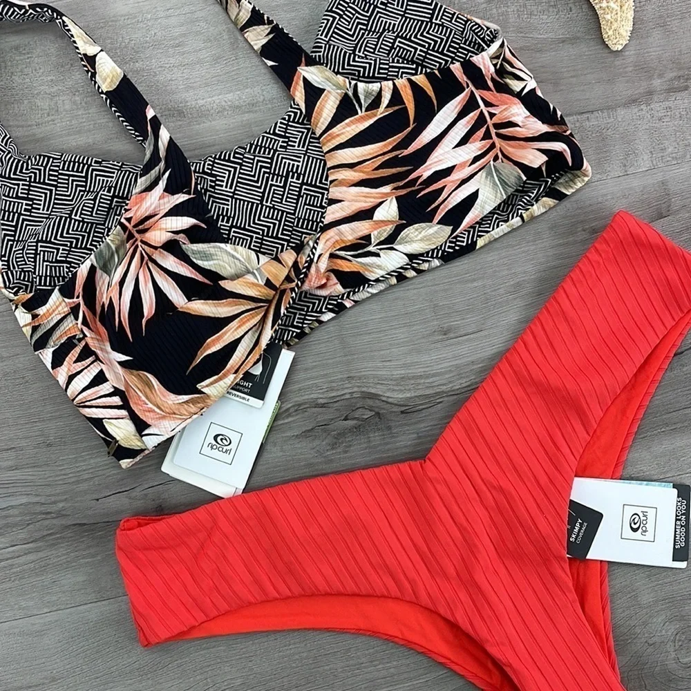 ☀️RIP CURL☀️ reversible HAVANA TWIST CROP PREMIUM SKIMPY HIPSTER BIKINI …